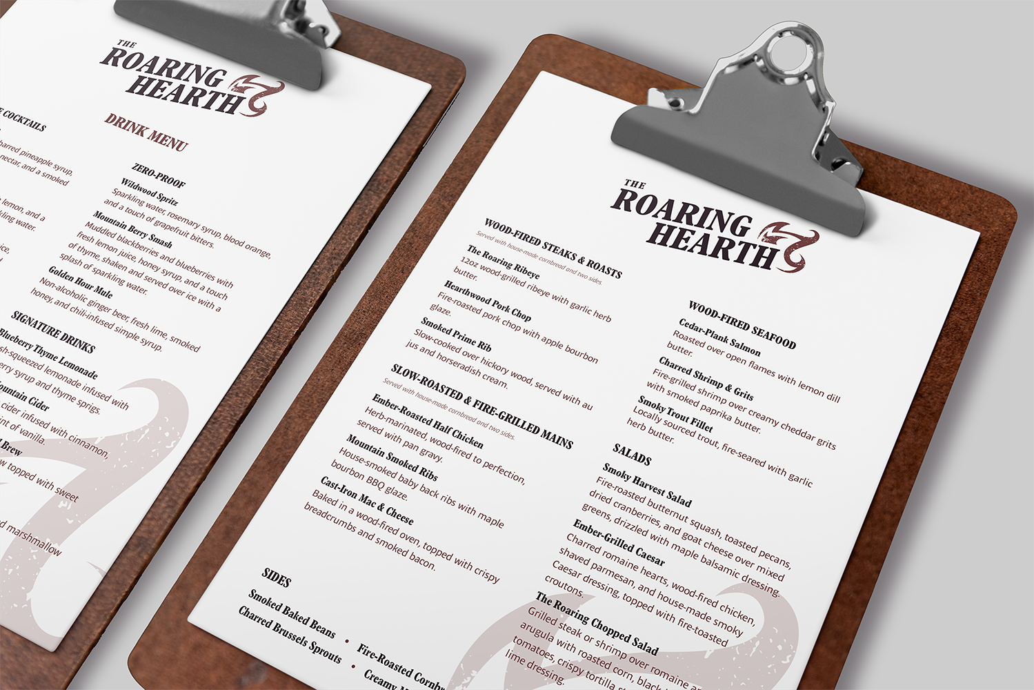 menu mockup